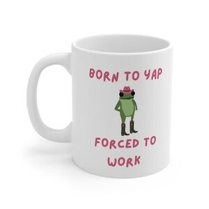 Born to Yap, Forced to Work, Cowboy Frog Coffee Mug, Ceramic Cup